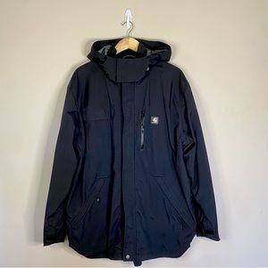 Carhartt | Men’s Waterproof Black Zip Up Jacket with Detachable Hood Size: LARGE